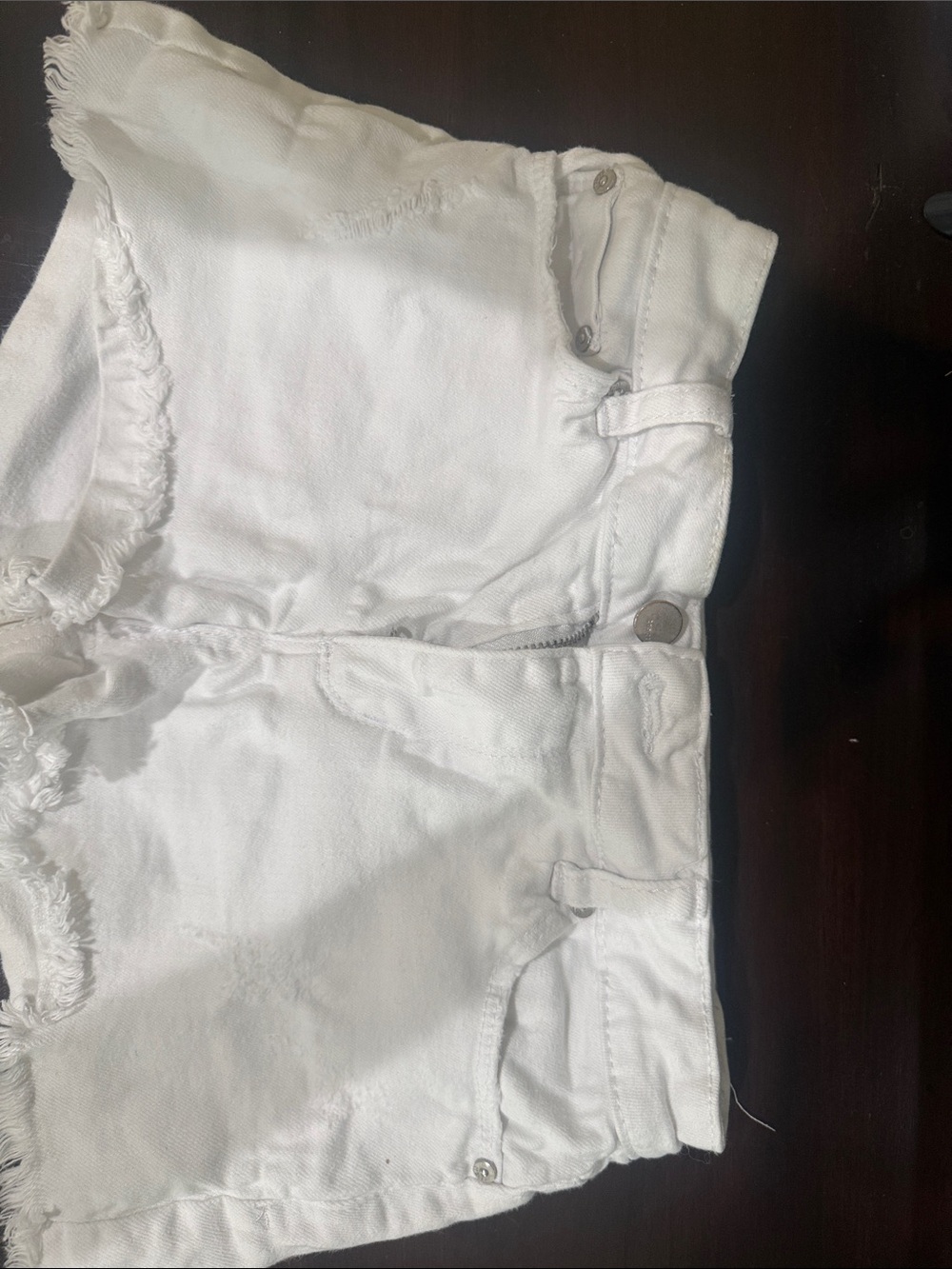Tractr White Denim Frayed Hem Cutoff Shorts
